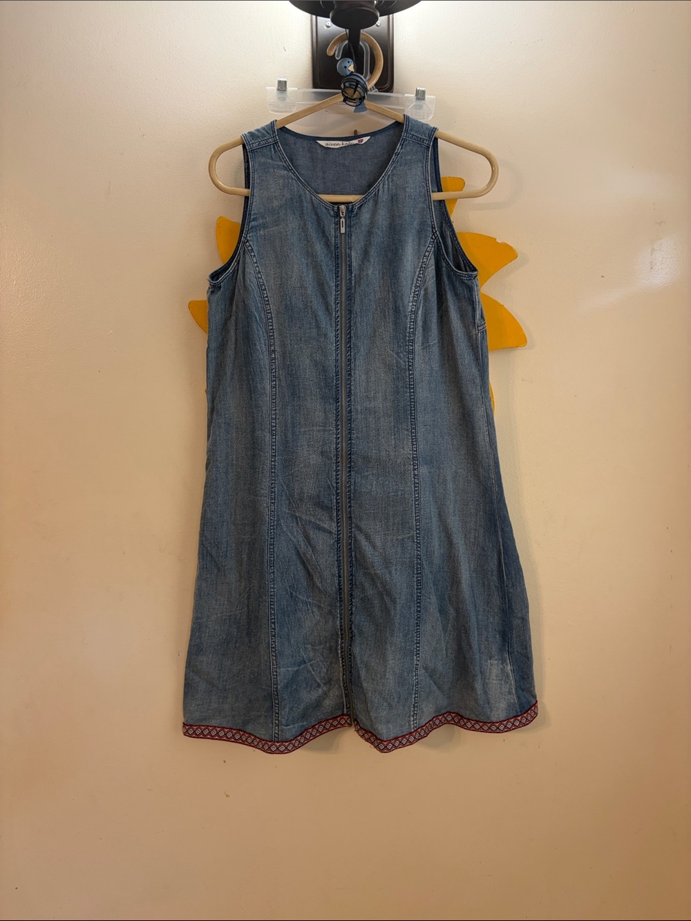 Given Kale Denim Zip-Front Sleeveless Dress Sz. S